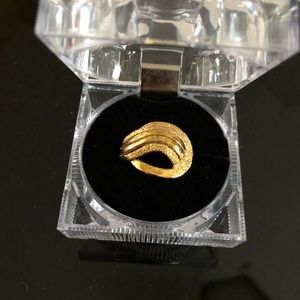 Gold-Tone Dual Texture Ring, Sz 8